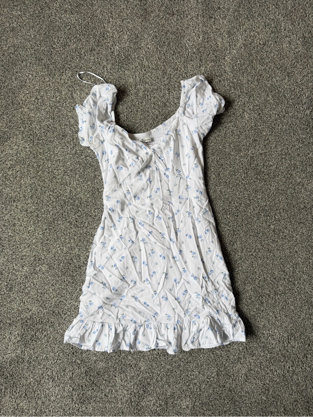 Hollister White Mini Dress with Light Blue Floral Print